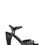 CAGE AND CRYSTAL HIGH HEEL SANDALS.