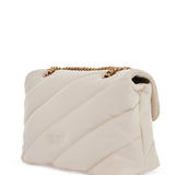 WHITE SILK LEATHER SHOULDER BAG WITH GOLDEN CHAIN