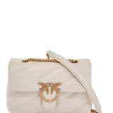 WHITE SILK LEATHER SHOULDER BAG WITH GOLDEN CHAIN