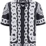 'PRINTED SILK MEDUSA CHAINS BOWLING SHIRT