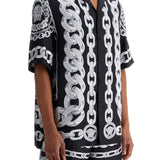 'PRINTED SILK MEDUSA CHAINS BOWLING SHIRT