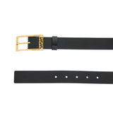 BLACK BRUSHED CALFSKIN BELT 30 MM WITH GEOMETRIC BUCKLE