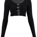 'CROPPED SAFETY PIN CARDIGAN