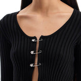 'CROPPED SAFETY PIN CARDIGAN