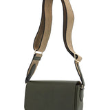 KHAKI LEATHER CROSSBODY BAG EPURE WITH ADJUSTABLE STRAP