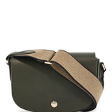 KHAKI LEATHER CROSSBODY BAG EPURE WITH ADJUSTABLE STRAP