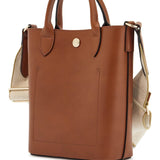 COGNAC LEATHER HANDBAG WITH ADJUSTABLE SHOULDER STRAP, COMPACT AND MINIMALIST