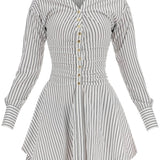 STRIPED POPLIN MINI DRESS WITH NINE