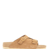 BEIGE SUEDE ZURICH SANDALS WITH ADJUSTABLE BUCKLES