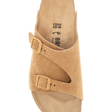 BEIGE SUEDE ZURICH SANDALS WITH ADJUSTABLE BUCKLES