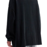 BLACK COTTON OVERSIZED SWEATER WITH LOGO