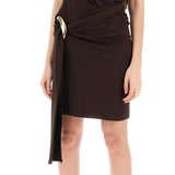 SHORT DRESS WITH SASH AND METAL RING ACCENT