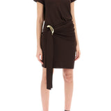 SHORT DRESS WITH SASH AND METAL RING ACCENT