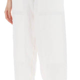 WORK  LINEN BLEND PANTS WITH PATCHWORK