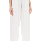 WORK  LINEN BLEND PANTS WITH PATCHWORK