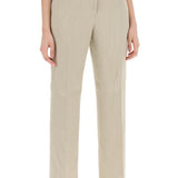 TAILORED STRAIGHT LEG LINEN BLEND TROUSERS