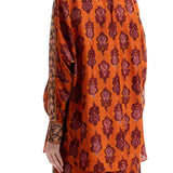 ORANGE SILK SHIRT IKAT LONG SLEEVE LOOSE FIT