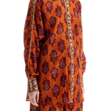 ORANGE SILK SHIRT IKAT LONG SLEEVE LOOSE FIT