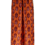 HIGH WAIST WIDE LEG IKAT PRINT SILK PANTS ORANGE