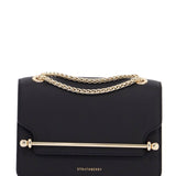 BLACK EAST/WEST MINI CALFSKIN BAG WITH GOLD CHAIN