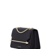 BLACK EAST/WEST MINI CALFSKIN BAG WITH GOLD CHAIN