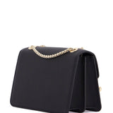 BLACK EAST/WEST MINI CALFSKIN BAG WITH GOLD CHAIN