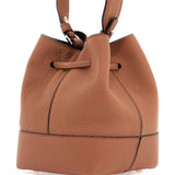 TAN LEATHER BUCKET BAG WITH ADJUSTABLE STRAP