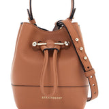 TAN LEATHER BUCKET BAG WITH ADJUSTABLE STRAP