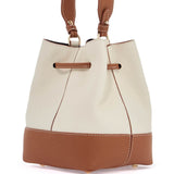 BEIGE CALFSKIN BAG WITH SHORT HANDLE AND SHOULDER STRAP