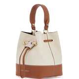 BEIGE CALFSKIN BAG WITH SHORT HANDLE AND SHOULDER STRAP