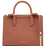 MINI TOTE IN CHESTNUT CALFSKIN WITH REMOVABLE SHOULDER STRAP