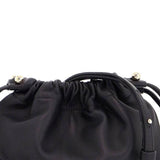 BLACK LAMBSKIN BUCKET BAG WITH DRAWSTRING