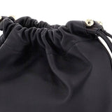 BLACK LAMBSKIN BUCKET BAG WITH DRAWSTRING