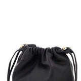 BLACK LAMBSKIN BUCKET BAG WITH DRAWSTRING