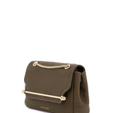 KHAKI EAST/WEST SOFT MINI CALFSKIN BAG WITH GOLDEN DETAILS