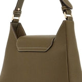 KHAKI LEATHER HOBO BAG WITH ADJUSTABLE STRAP