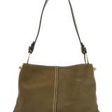 KHAKI LEATHER HOBO BAG WITH ADJUSTABLE STRAP