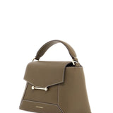 KHAKI LEATHER TOP HANDLE BAG MOSAIC DESIGN