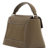 KHAKI LEATHER TOP HANDLE BAG MOSAIC DESIGN