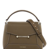 KHAKI LEATHER TOP HANDLE BAG MOSAIC DESIGN