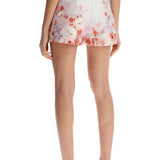 RED LOW-WAIST FLORAL SILK AND COTTON SHORTS