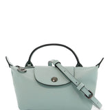 GREEN VERBENA LEATHER POCHETTE LE PLIAGE XTRA WITH SHOULDER STRAP