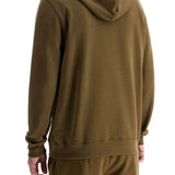 GREEN ZIP-UP HOODIE WITH KANGAROO POCKET COTTON