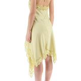 ASYMMETRIC SATIN DRESS WITH LACE DETAIL