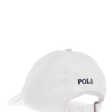 WHITE COTTON BASEBALL CAP WITH NAVY EMBROIDERED LOGO