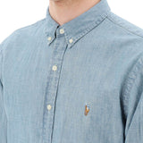 SLIM FIT SHIRT IN STONE-WASHED CHAMBRAY