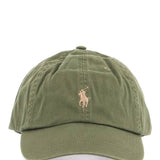 OLIVE GREEN COTTON SPORTS CAP WITH EMBROIDERED LOGO