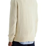 CREAM COTTON SWEATER WITH EMBROIDERED LOGO