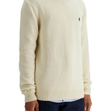 CREAM COTTON SWEATER WITH EMBROIDERED LOGO