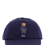 NAVY BLUE COTTON HAT WITH BEAR EMBROIDERY